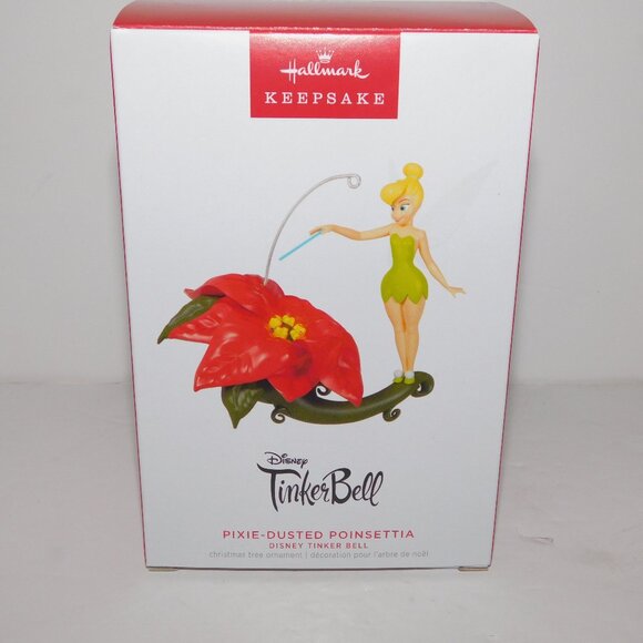2023 Hallmark Disney Tinkerbell Pixie Dusted Poinsettia Christmas Ornament NEW - Picture 1 of 6